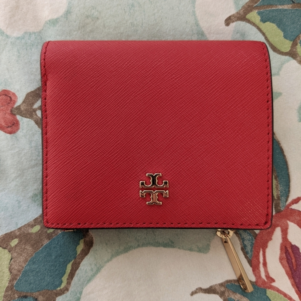 Tory Burch Emerson Saffiano Mini Wallet Red